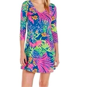 Lilly Pulitzer Blue and Pink Floral Mini Dress